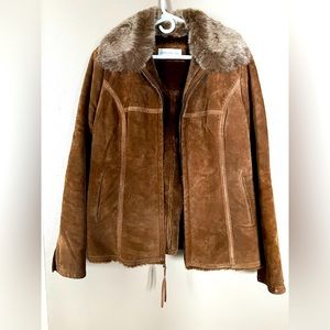 Vintage- Genuine Leather Jacket with warm plush collar. Excellent condition.